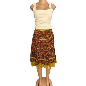 Cynthia Steffe Tiered Floral Boho Midi Skirt